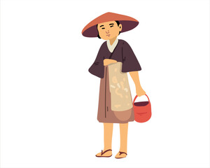 stylized asian female character in vector