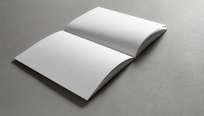 blank a4 photorealistic landscape brochure mockup on light grey background