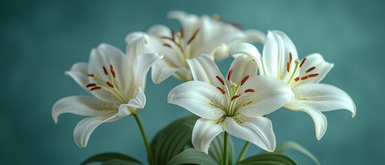 Blooming Beauties White Lilies in Full Bloom Generative AI