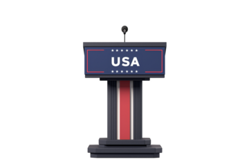 American podium with USA insignia isolated on a transparent background, suitable for political or presidential speech or election concepts
