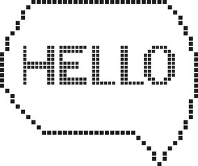 Pixel art speech bubble with a hello sign. Retro nostalgia computer communication dialogue. Isolated. Tech message. Speech tag. © designisfine