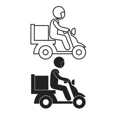 vector flat icon of motorbike courier delivering packages