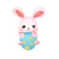 Cute easter bunny with eggs.