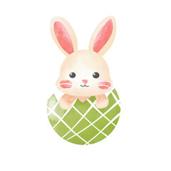Cute easter bunny with cracked eggs.