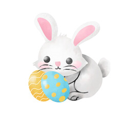 Cute easter bunny with eggs.
