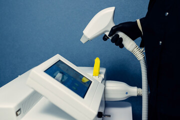 Flash diode laser hair removal in a cosmetologist's office, hair removal for smooth skin, laser...