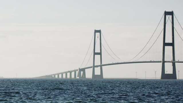 Cars On The Great Belt Bridge, Denmark