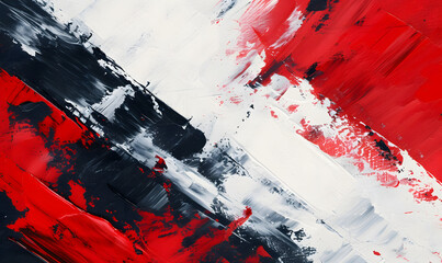 Rough brush painting in red, white and black colors, Generative AI