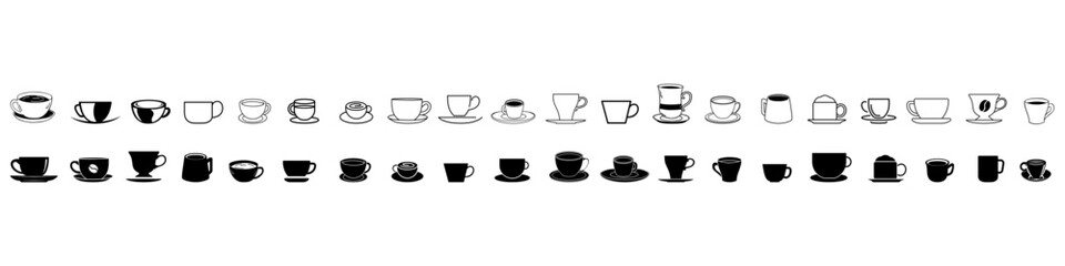 Coffee icon vector set. Hot drink illustration sign collection. Coffee house symbol. Coffee machine logo.