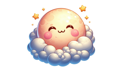 a cute graphic cartoon cloud and sun character in isolated background. Sun smiling