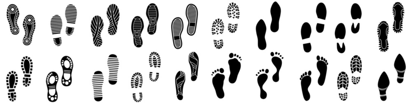 Shoes prints icon vector set. Footprints illustration sign collection. Shoes symbol or logo.