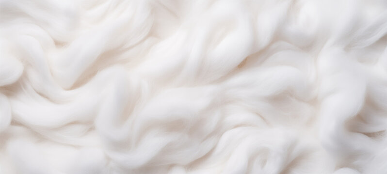 felting wool background. White fur texture banner, white cotton wool