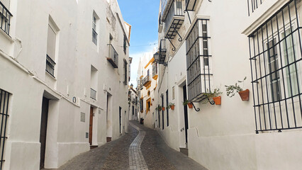 Panoramic sight of the beautiful Zahara de la Sierra, province of Cadiz, Andalusia, Spain.