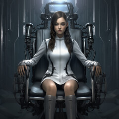 Obraz na płótnie Canvas AI woman sitting on chair