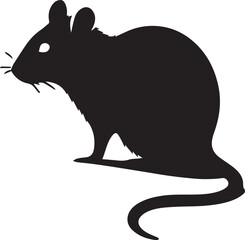 black silhouette rat, mouse  isolated, vector
