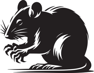 black silhouette rat, mouse  isolated, vector
