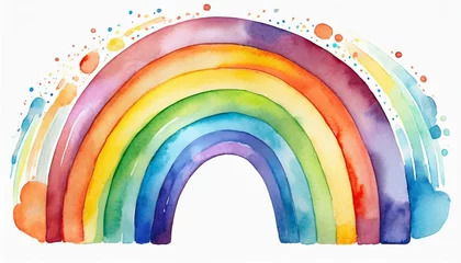 Foto op Aluminium Cute hand painted watercolor rainbow. Illustration isolated on white background © hardvicore