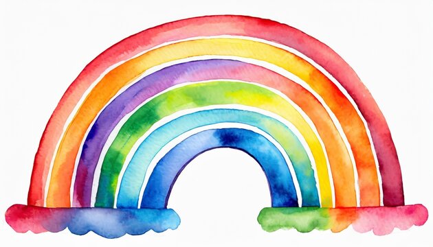 Cute hand painted watercolor rainbow. Illustration isolated on white background