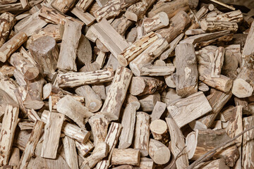 Processed Indian Sandalwood (Santalum Album) Sticks for Essential Oils Extraction.