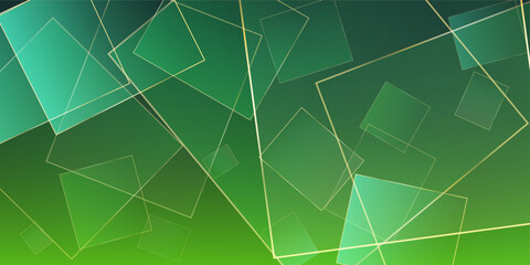 Green Business Banner with Gold Lines. Silver Silver Geo Frame. New Year Gradient Background. Emerald Luxury Wallpaper. Green Geo Business Squares Poster. Velvet Falling Triangular Paper. - 728368286