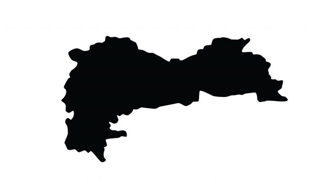 Animation forms a map of Erzincan in Turkey