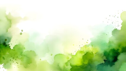 Fototapeta premium Abstract spring. green, yellow and white watercolor background.