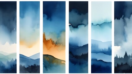 Abstract watercolor paint background. color blue and white texture for background, banner
