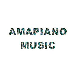 decorative Amapiano (Afrobeats) music graphic text -primarily blue