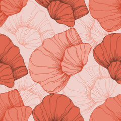 Hand Drawn corals seamless pattern, underwater background, great for textiles, banner, wallpapers, wrapping - vector design