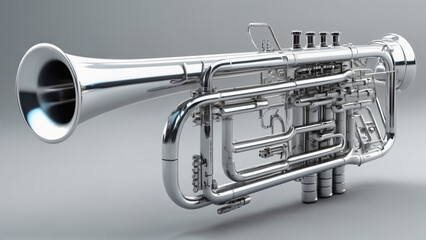 a close up of a silver trumpet