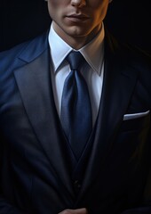 Detail on businessman in luxury modern suit for meeting. Generative Ai.