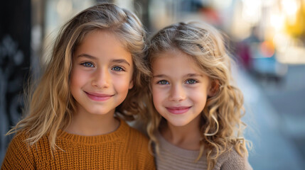 Two Young Girls Standing Next to Each Other