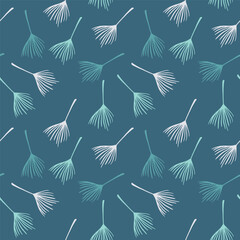 Hipster Tropical Vector Seamless Pattern. Drawn Floral Background. Monstera Feather Dandelion Banana Leaves - 728373263
