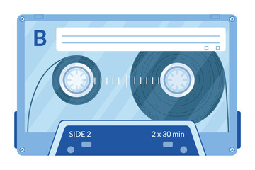 Vintage tape cassette. Retro mixtape, 1980s pop songs tapes and stereo music cassettes. 90s hifi disco dance audiocassette, analogue player record cassette. Isolated symbols vector - obrazy, fototapety, plakaty