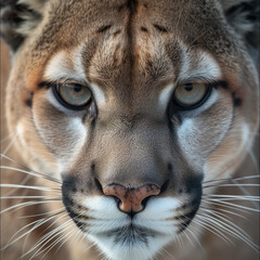 Close-up of a cougars face 