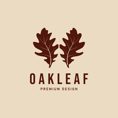 Obraz premium autumn oak leaf vintage logo design template, natural logo vector illustration design graphic
