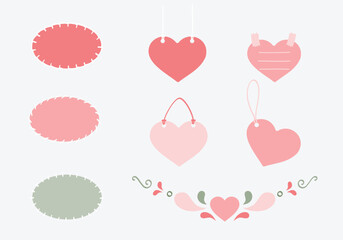 Valentine oval and heart labels  - 728375249