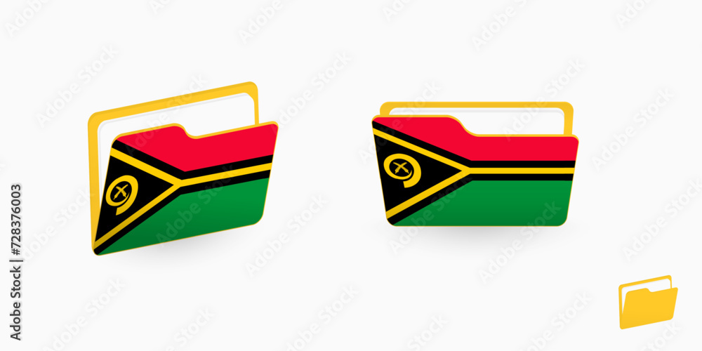 Poster vanuatu flag on two type of folder icon.