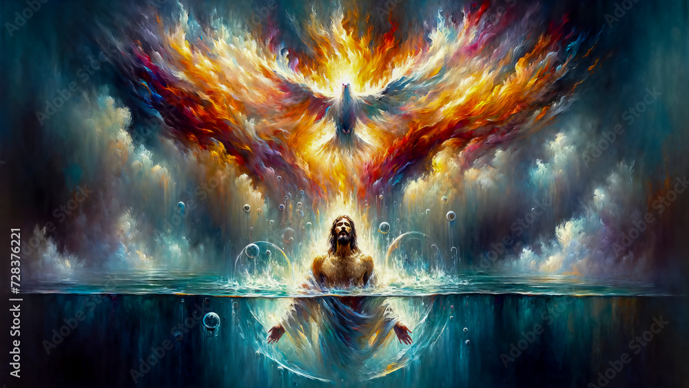 Canvas Prints Christ's Holy Immersion: Jesus' Baptism of Fire and of the Holy Spirit