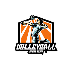 Illustration Vector Volleyball Sport Team Mascot Logo Style.