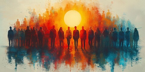 Sunrise Social A Group of People Standing in the Sun Generative AI