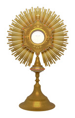 A monstrance containing the consecrated host, Our Lord Jesus Christ. Sacrament of the Eucharist. Corpus Christi - 3D Illustration