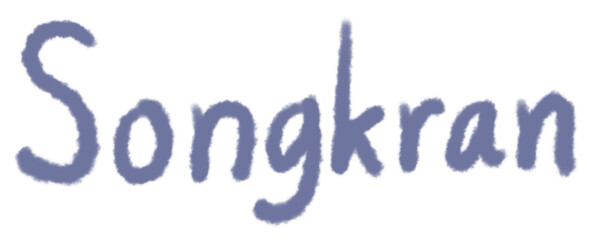 Songkran festival English text handwriting freehand