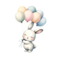 Obraz na płótnie Canvas Cute Bunny. Watercolor Illustration Clipart.