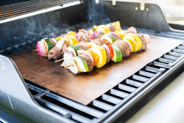 Grill Delights-Beef and Veggies Sizzling on Skewer