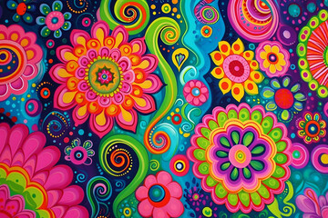 Fototapeta premium Psychedelic background in the style of the 60s and 70s. AI generative.