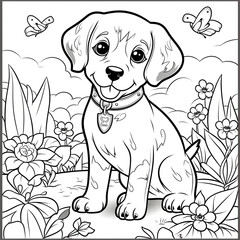 Fototapeta premium 개, 강아지, animal, 만화, 귀여운, 애완 동물, 삽화, 