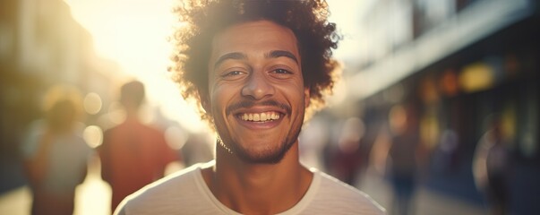 Portrait of happy men with perfect smile with nice white teeth, banner panorama. Generative Ai.