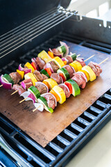 Grill Delights-Beef and Veggies Sizzling on Skewer