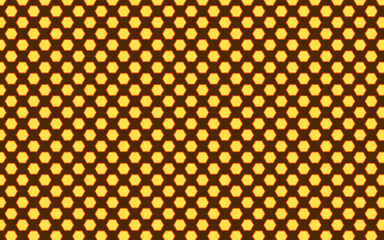 Ready to use honeycomb pattern background or texture. Contains colorful vivid yellow hexagon in dark brown backdrop.